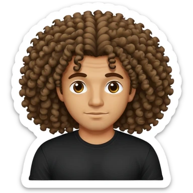 Medium tan-skinned Brazilian tech bro with black t-shirt and large, curly hair. sticker