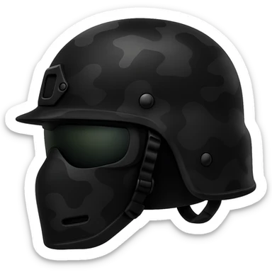 Make the PASGT helmet black with a camouflage pattern, in the style of apple emojis, with no background. sticker