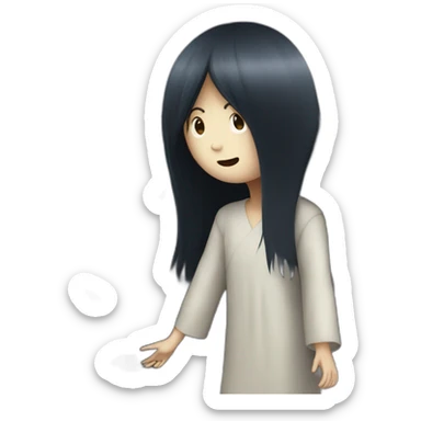 Sadako coming out of the TV sticker