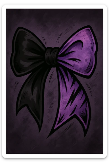 emo bow, black and purple, expressive and stylish sticker