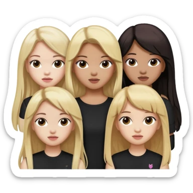 BLACKPINK 4 girls, hair colors: 1 blonde, 2 black, 2 brown sticker