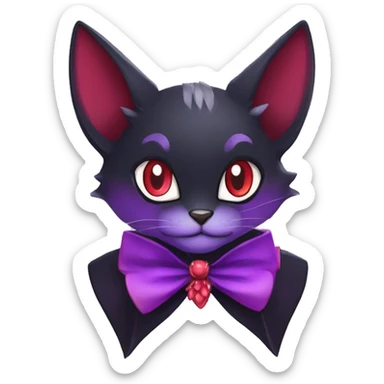  Cartoon kawaii edgy black purple red ethereal fantasy beautiful elegant nargacuga-Noivern-cat-Fakemon collar harness bow tie jewelries sticker