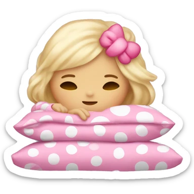 blonde girl sleeping in hello kitty pajamas sticker