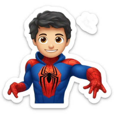 Spiderman niño lanzando la telaraña con el nombre Santiago sticker