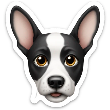 a dog with a black and white face, large ears. sticker