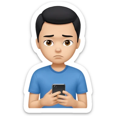 a PRETTY BRATZ boy using his phone and looking sad sticker