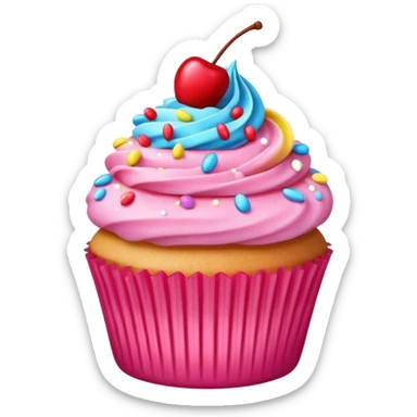 pink cupcake with cherry and sprinkle on top  sticker