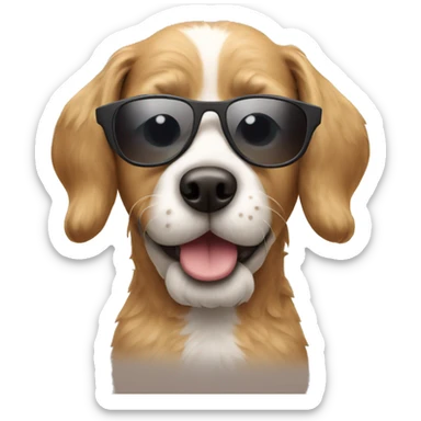 Doodle dog wearing sunglasses sticker