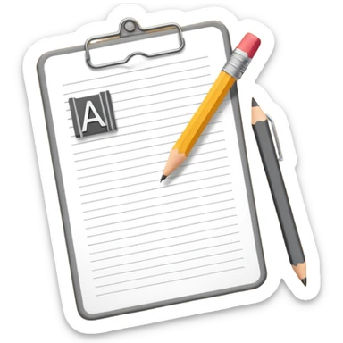 exam paper with the word “ABC” and a pencil sticker