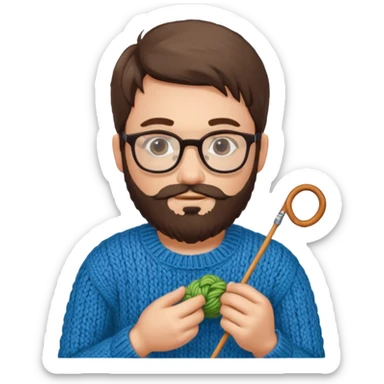 man with beard knitting sticker
