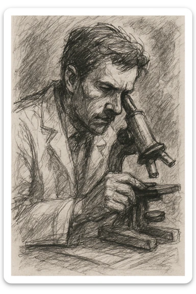 scientific research, hand-drawn, black and white, sketch style sticker