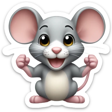 Cute mouse clenching fist smiling and blushing sticker