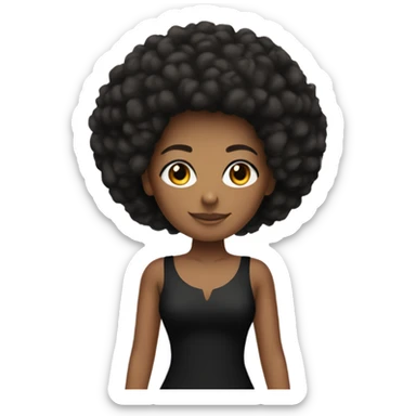 Girl with tan skin and Afro full body black bodycon dress sticker