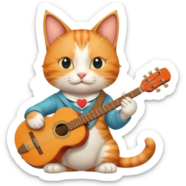 one happy cat dressed as a musician in love with another happy cat dressed as an artist sticker