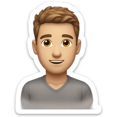 cute white man round face with brown fade haircut brown eyes sticker