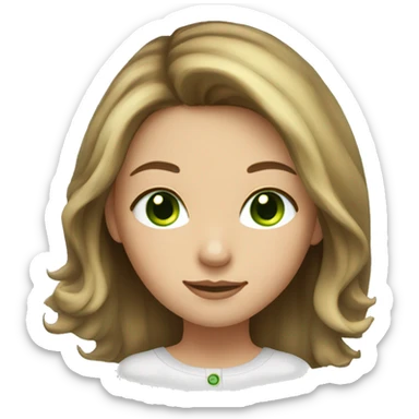 Girl with brown hair and blonde highlights with green eyes sticker