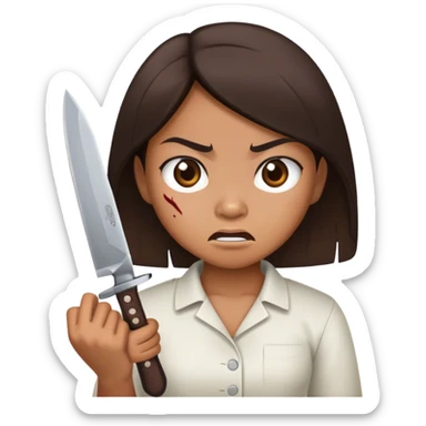angry filipina girl holding knife sticker
