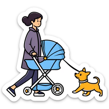 walking dog with stroller sticker