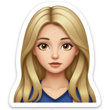 pretty girl with long hair and highlights makeup  sticker