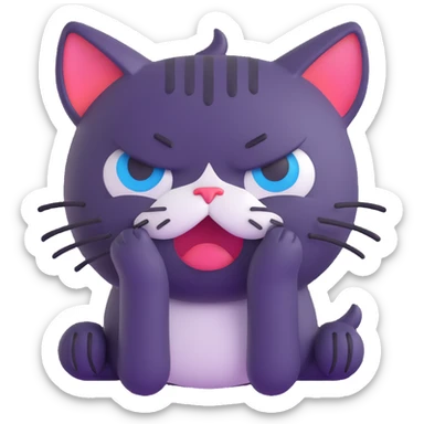 Make the sad cat emoji crying with big 3D tears, in the microsoft style 3d fluent emoji style, no background. sticker
