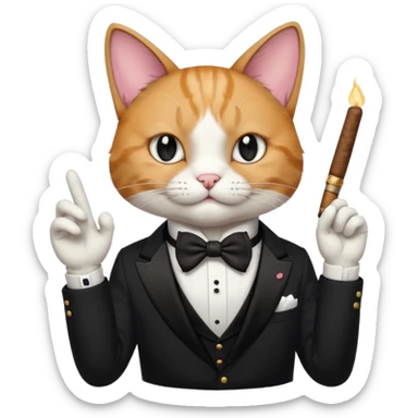 A cat in the black suite with a cigar in a paw with the other paw in the "classic" hand gesture. sticker