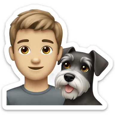 Mini Schnauzer and white boy with brown hair sticker