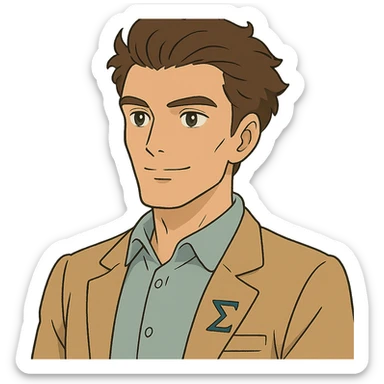 ghibli style sigmaboy with confident and calm expression, kind eyes, pronounced cheekbones sticker