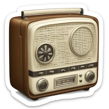 white vintage radio receiver sticker