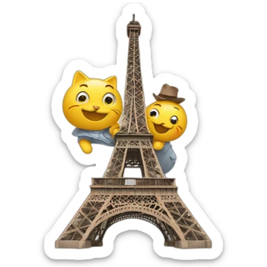 Un chat à côté de la Tour Eiffel sticker