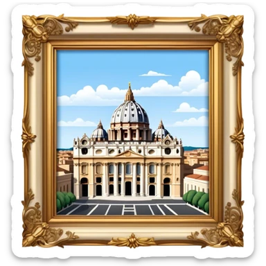 Cinematic Realistic St. Peter's Basilica Landmark Emoji, depicted with majestic, ornate architecture rendered with lifelike detail and regal lighting. sticker