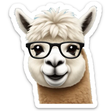 Alpaca with glasses  sticker