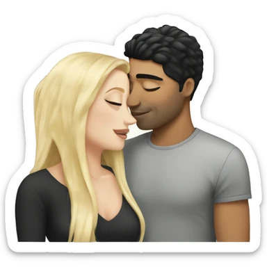 White girl with black hair kissing a blonde man  sticker