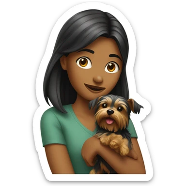 Girl with dog yorkshier sticker