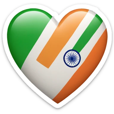 indian flag in heart sticker