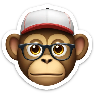 Fat Monkey with glasses and a baseball cap sticker