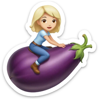 girl riding eggplant  sticker