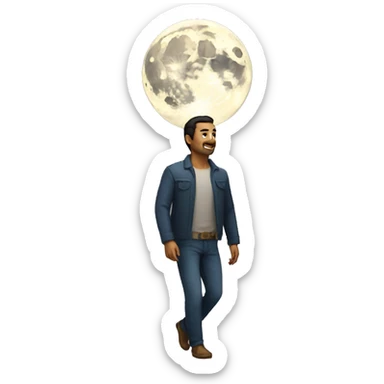 Hombre andando por la luna sticker