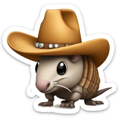 Armadillo wearing a cowboy hat sticker