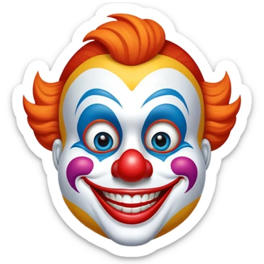Una cara feliz con una máscara de payaso en mano sticker
