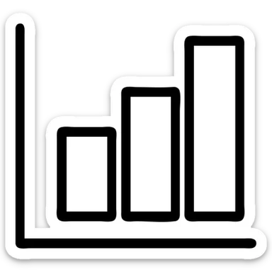 minimalist outline icon of a bar chart, finance theme sticker