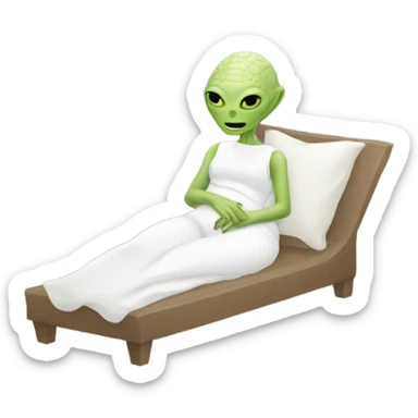 a Reptilian alien white woman, full body, sleeping sticker