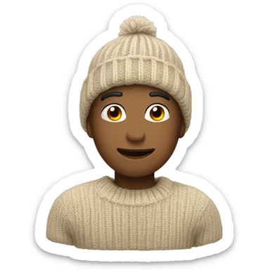 Beige knitted wool cap sticker