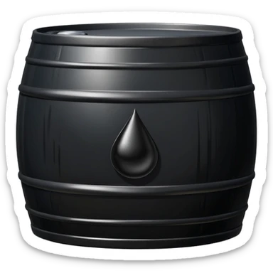 generate an ultra realistic black metal barrel without rust and with a black drop of oil on it sticker