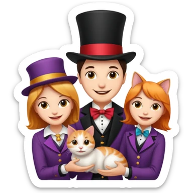 magician couple and their pet cat sticker