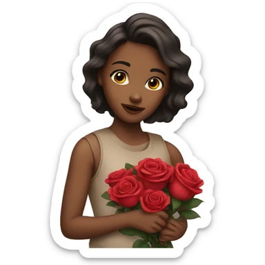 girl with roses sticker