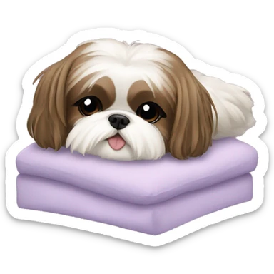 Cozy bed with shih tzu with bow  sticker