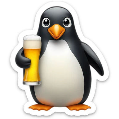 penguin with a beer sticker