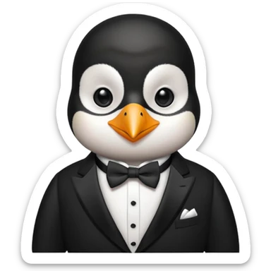 create a genius penguin wearing a classic Dior smoking sticker