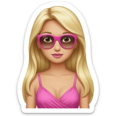 dior women with long blonde hair, pink dress, wear sun glasses sticker