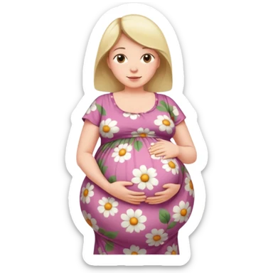 heavily pregnant woman with extra large overdue  belly sticker